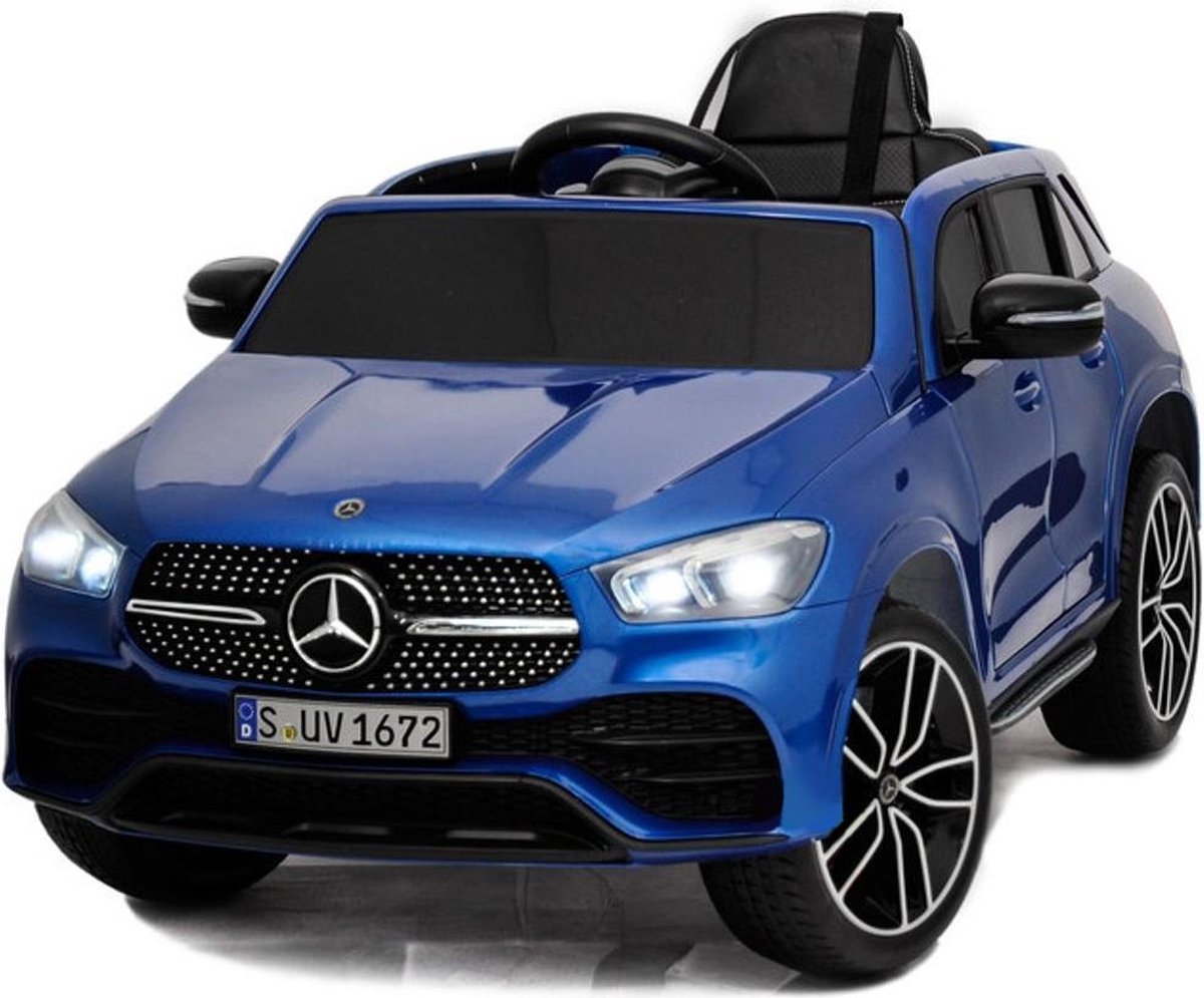 Mercedes Benz GLE 450 12V Elektrische kinderauto | Accu Auto voor kinderen met Rubberen banden en Leren zitje (Metallic Blauw)